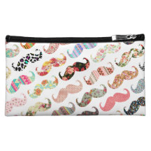 Funny Girly  Colourful Patterns Moustaches Makeup Bags