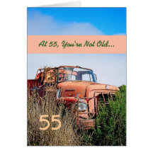 FUNNY Happy 55th Birthday - Vintage Orange Truck Cards