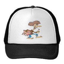 funny hillbilly redneck with pig cartoon trucker hat