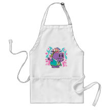 funny hippy hippie hippo cartoon apron