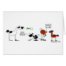 Funny Horse & Llama Cartoon Card