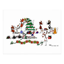 Funny Horses Decorating Pasture Cartoon Postcard