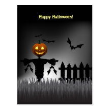 Funny Jack-o'-Lantern Scarecrow post cards