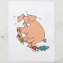 funny junk food stuffed pig with tummy belly ache flyer