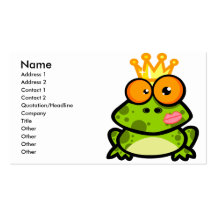 funny kissed frog prince cartoon business card