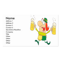 funny leprechaun lady serving beer business card template