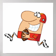 Funny Man Running with Football Print