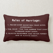 Funny Marriage Rules Throw Pillow