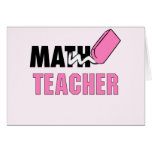Funny Math Teacher Pink Eraser Greeting Card
