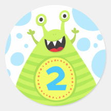 Funny monster second birthday stickers for kids