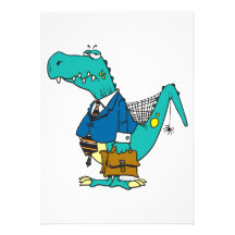 funny old dinosaur cartoon character invite