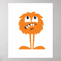 funny orange furry monster print