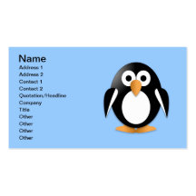 Funny penguin business card template