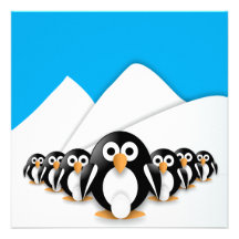 Funny penguins invitations