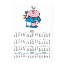 funny pig on a diet eating a doughnut on a scale business card