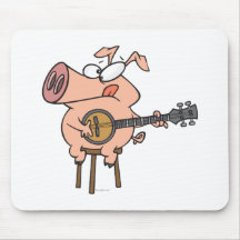 funny pig playing a banjo cartoon character mouse pads
