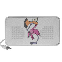 funny pink flamingo with foot in mouth speaker