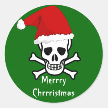 Funny Pirate Merry Christmas Greeting Arrrgh Matey Round Sticker
