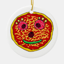 Funny pizza face ornament