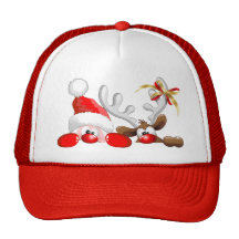 Funny Santa and Reindeer Cartoon Hat