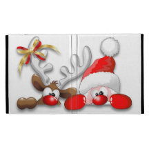 Funny Santa and Reindeer Cartoon iPad Folio Case