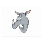 funny scared rhino face post cards