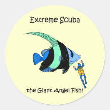 Funny scuba diving round stickers
