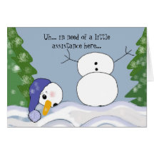 Funny Snowman Scene - Assistance Required Cards