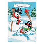 Funny Snowman with Hot Chocolate Cartoon Greeting Cards
