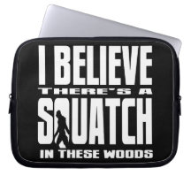 Funny Squatch in These Woods! (Black) Laptop Computer Sleeves