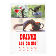 Funny Squirrel Photo Collage Customisable Custom Invite