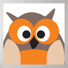 Funny staring cartoon owl poster