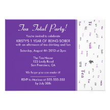 Funny Teetotal /Tea Total custom years sober party Invitations