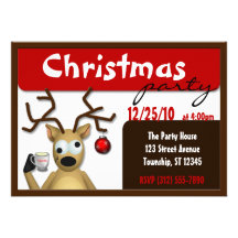 Funny Tipsy Reindeer Christmas Invitations
