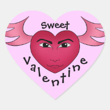 Funny Valentine's day heart with wings Stickers