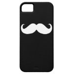 Funny White Moustache on Black Background
