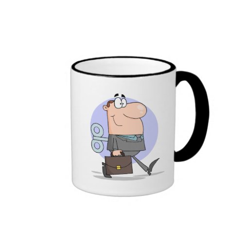 funny wind up businessman cartoon character coffee mug