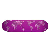 Fuschia pink map custom skate board