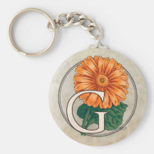 G for Gerberas Flower Monogram Keychain