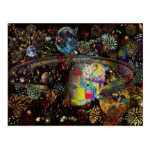 Galaxy of Fireworks Collage Planets  2859b Postcard