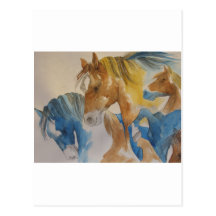 Galloping Mustangs in Pastels Post Card