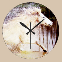 Galloping White Water Horse wall clocks