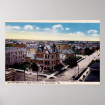 Galveston Texas Downtown View Poster