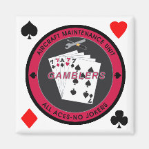 Gambler Magnet Coin Red with Suits