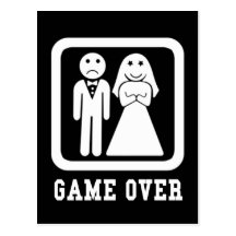 Game Over Marriage Just Married Post Card