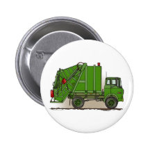 Garbage Truck Green Button Pin