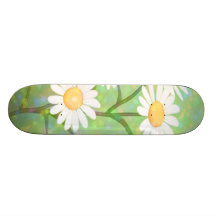 Garden Daisies Bokeh Dots Skate Board