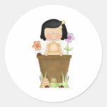 Garden Fairy in Flower Pot Round Sticker