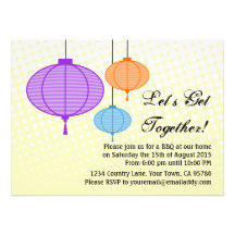 Garden Paper Lantern BBQ Dinner Party Invitation