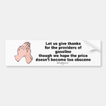 Gasoline Thanks Bumper Sticker